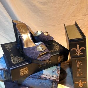 Brown and Gold Coach Heels